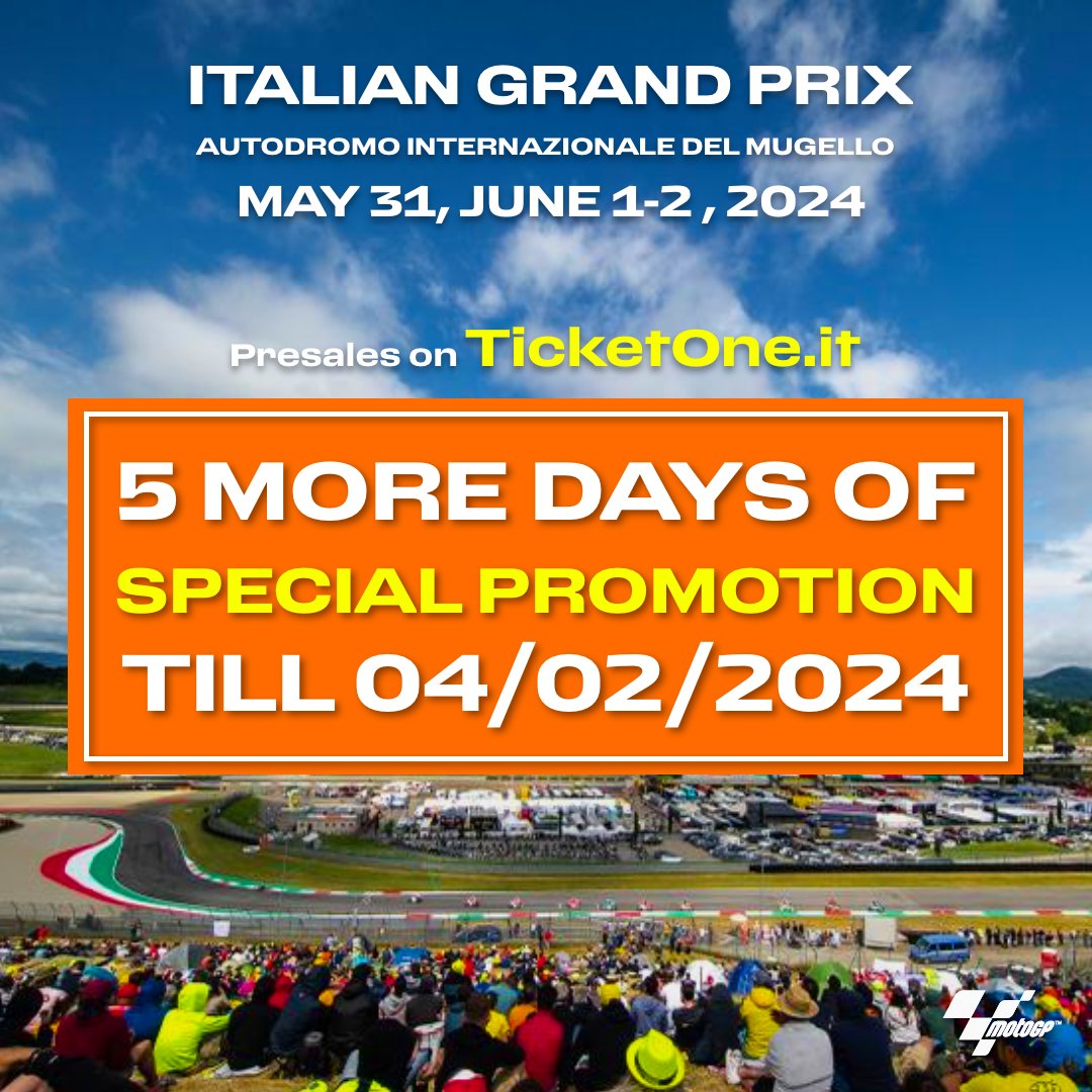 Special promotion for Italian Grand Prix, Mugello Circuit May 31, June 1-2, 2024🇮🇹🔊 
🔗mugellocircuit.com/it/archivio-no…
#MotoGP #ItalianGP #MugelloCircuit
