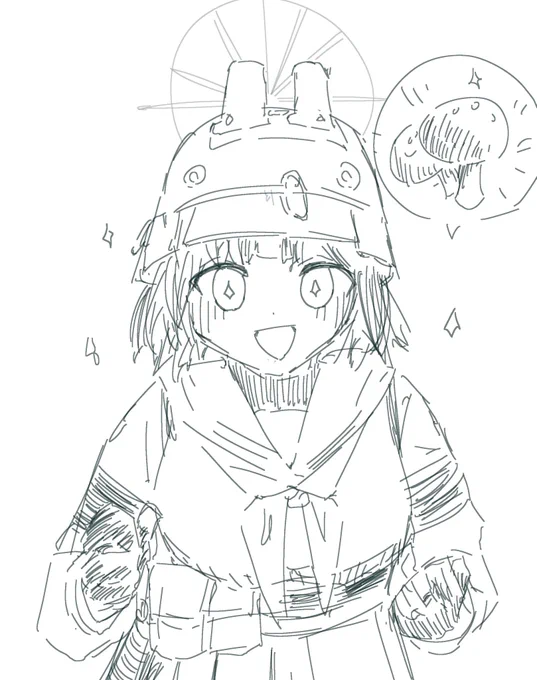 寝れないから20分だけ落書き
きのこ見つけたサキ 