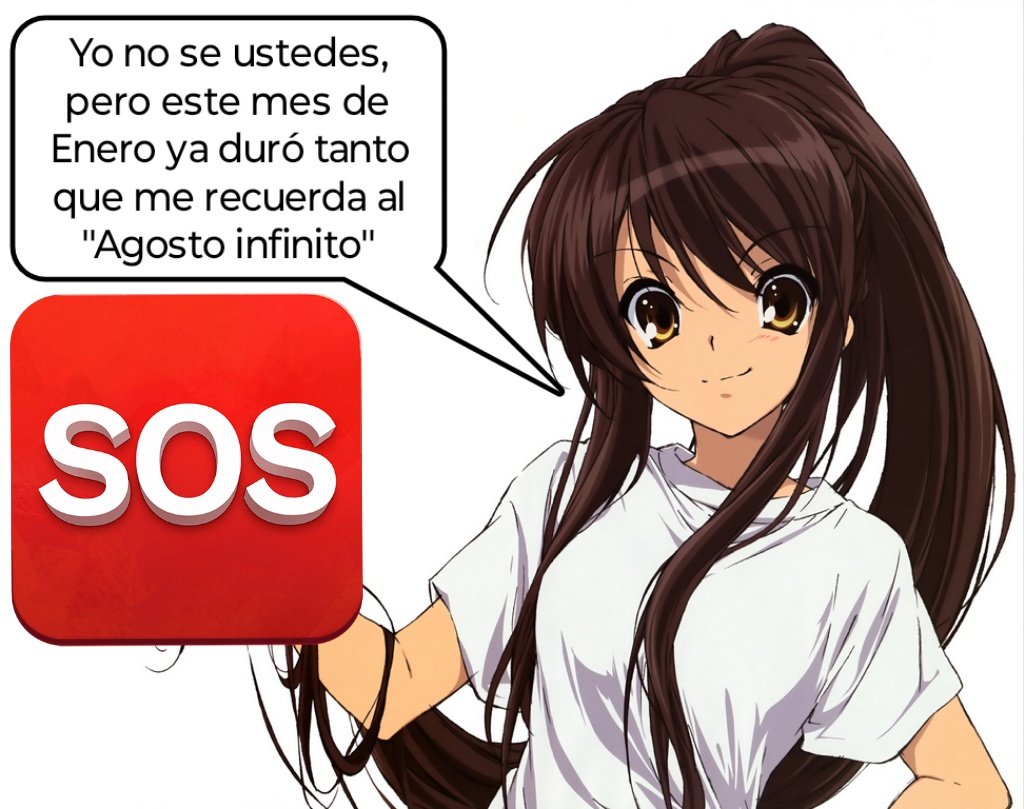CHALMA's tweet photo. Yo no se ustedes, pero este mes de Enero 2024 ya duró tanto que me recuerda al #Agostoinfinito ♾️
#BrigadaSOS #Haruhi #Suzumiya https://t.co/h8CgOBzLVK