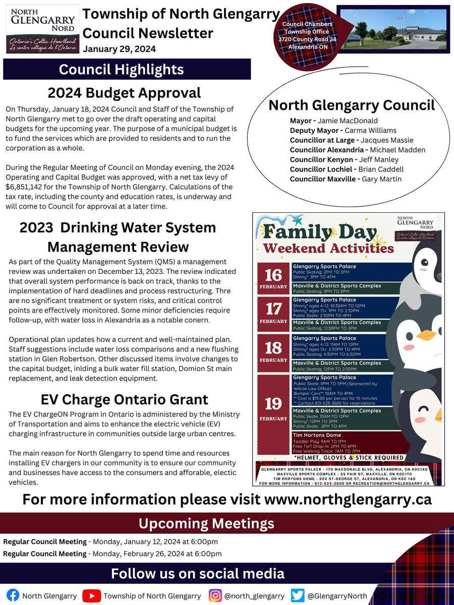 📣North Glengarry!

Check out our Council Newsletter, capturing some of the highlights from Monday's meeting, you can also find it on our website:

northglengarry.ca/en/town-hall/r…

#ontarioscelticheartland #ngcomefindus #gnveneznoustrouver #newsletter #councilmeeting