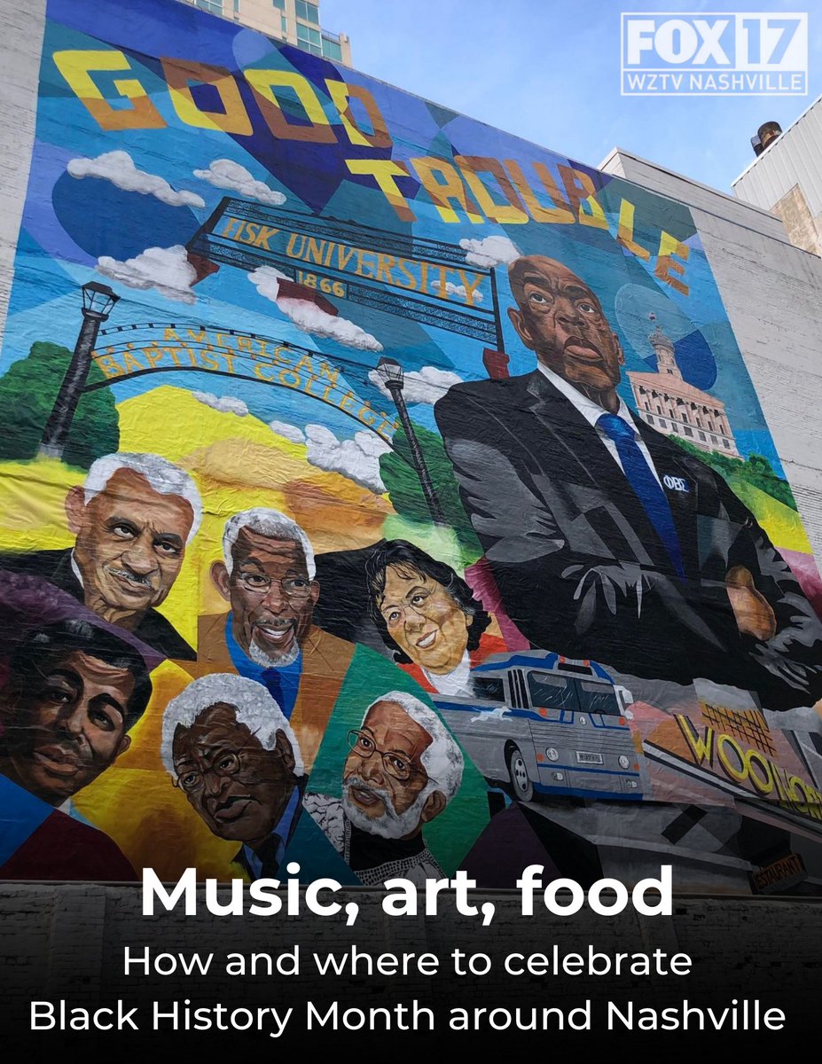 FOXNashville's tweet photo. Black History Month, observed every February, celebrates achievements and critical roles of African Americans throughout United States history. Here's how you can celebrate across Music City >> https://t.co/O3ROGiibum https://t.co/Y8f36pICtp