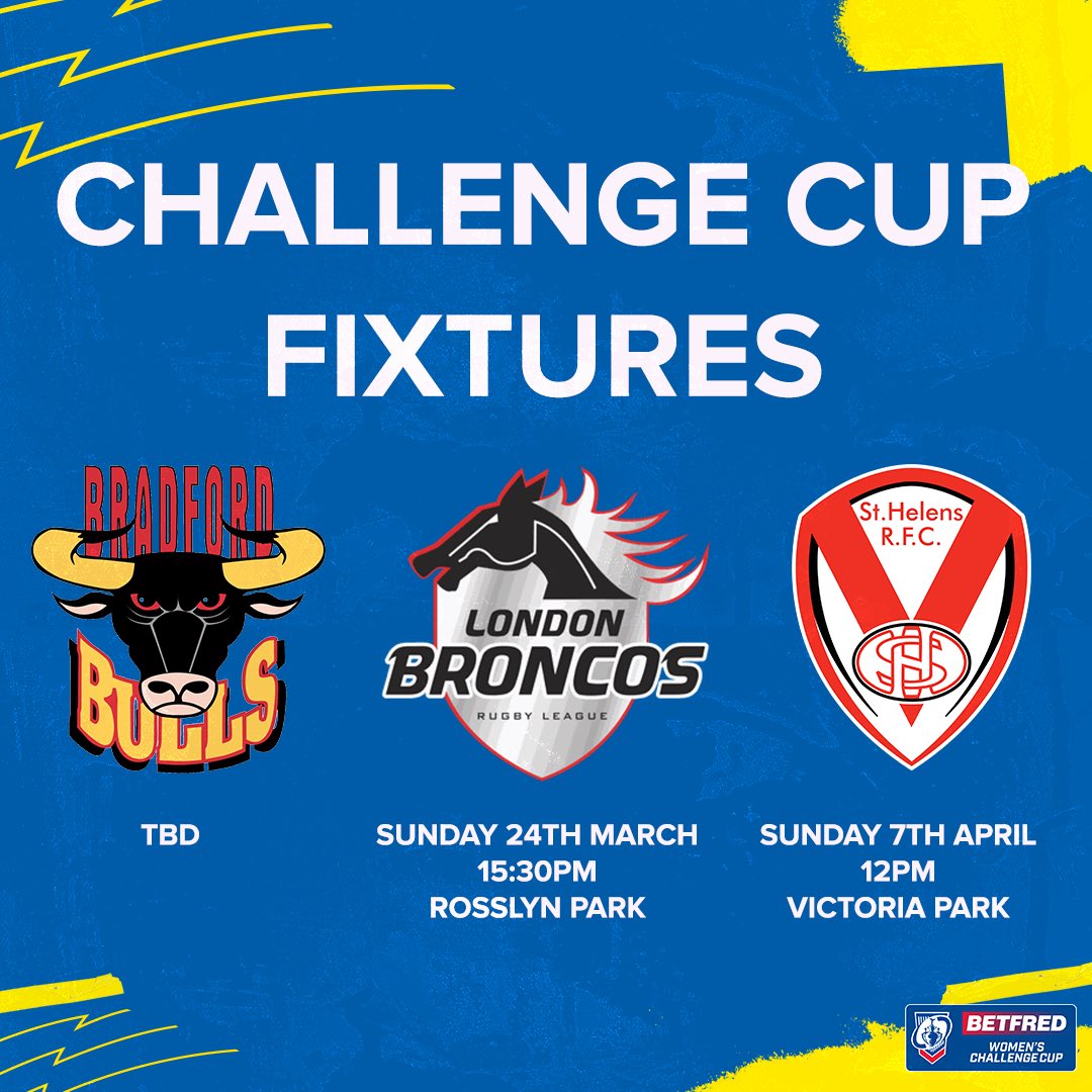 ⚔️CUP CLASHES⚔️

The order of our @thechallengecup fixtures has been confirmed as we open our season with two away fixtures before welcoming St Helens to Victoria Park!