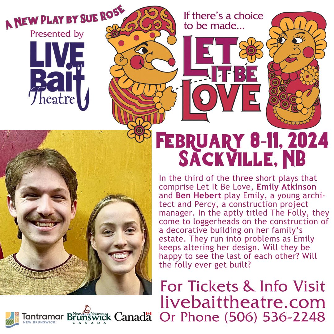 Two more of the wonderful cast members of "Let It Be Love". Get your ticket soon - we're close to 40% sold and only a little more than a week away!

livebaittheatre.com
