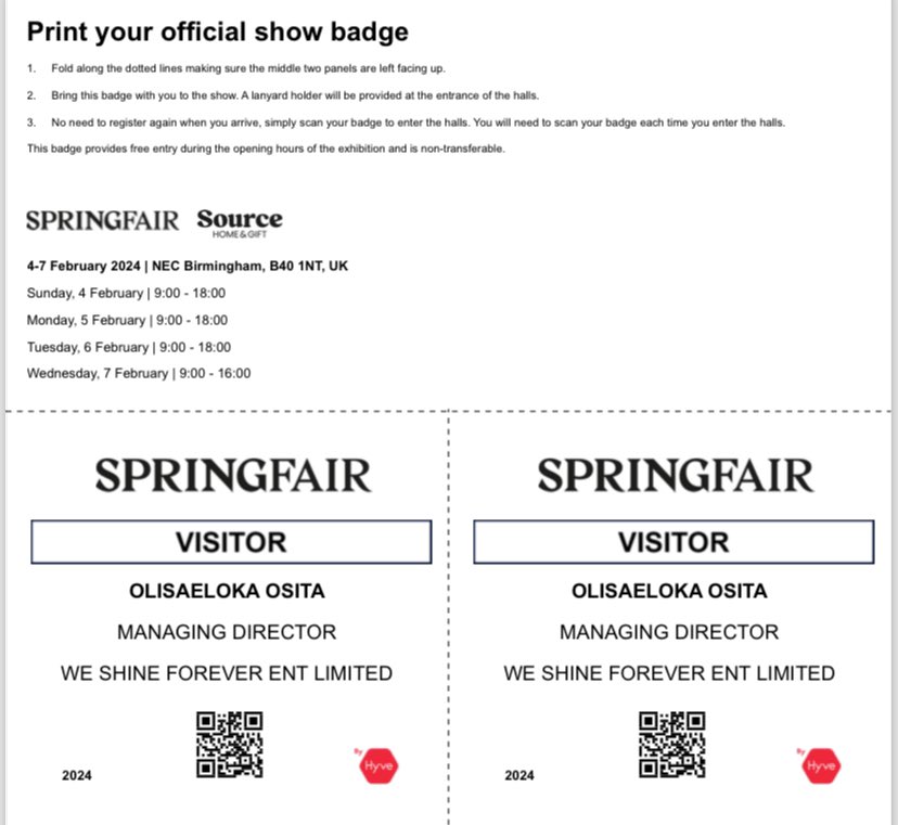 VintageOlisaLLC's tweet image. Can&apos;t wait to see y’all at #SpringFair2024 from 4-7 February at the NEC Birmingham! It’s going down at Birmingham Airport! 

Get prepped for 4 exciting days of incredible brand-new products, exciting industry insights &amp;amp; networking opportunities. 📍

+2348136046226 iMessage 💬
