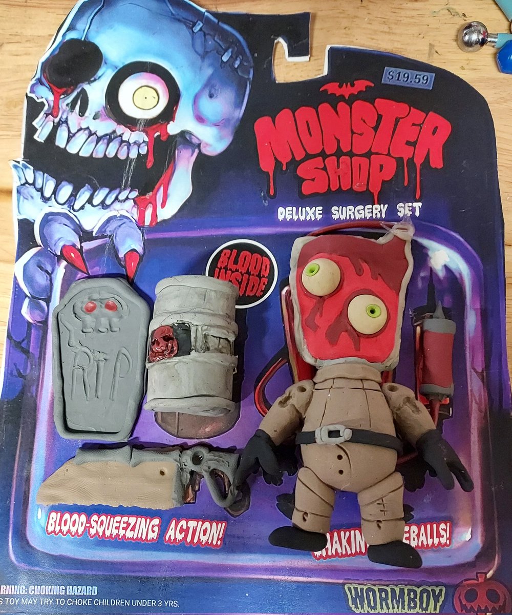 DentalDemon447's tweet photo. Hey @von_kreepula it's bin a LONG time sense I said I would do this. Probably don't even remember no more but I finally got around to it and here it is the monster shop action figure! https://t.co/hP90NqmGJJ