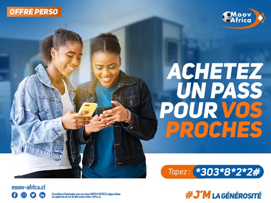 Moovafrica_CIV's tweet photo. Faites plaisir à vos proches en achetant un forfait pour leur permettre de profiter des appels illimités tous réseaux. 😍
Composez la syntaxe suivante: *303*8*2*2#
#JMMoovAfricaCI #JMLaGenerosite https://t.co/7YV7Ogw81e