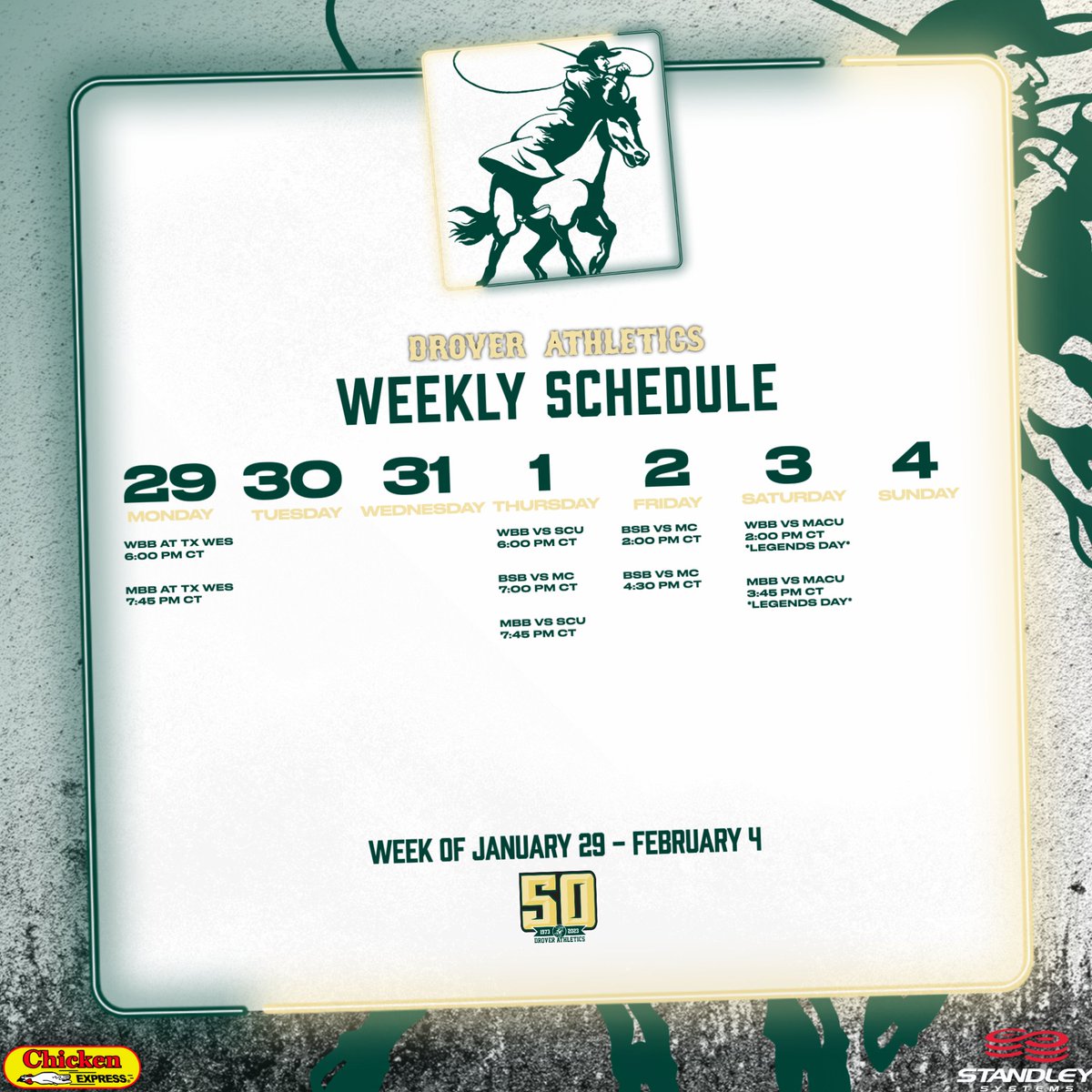 DroverAthletics's tweet image. 🚨UPDATE🚨
This weekend's home-opening baseball series has been moved up a day. Don't miss out on any of the action‼️

📅SCHEDULE⏩ usaoathletics.com/composite

#DroverNation🐎 x #BleedGreen