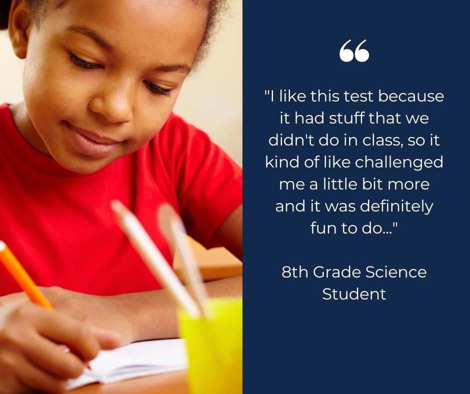 We were lucky enough to get a chance to speak with students again at our pilot school visit to do think alouds and get their thoughts on our new Interim Science Assessments. We are always happy to hear that our assessments make students think in new and challenging ways! 💡🚀✨