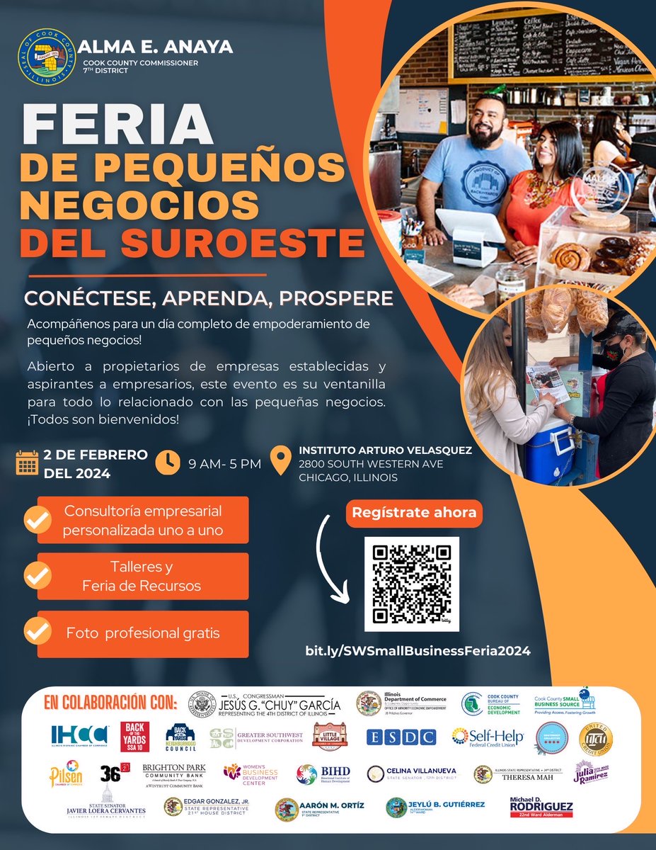 Join us for the Southwest Side Small Business Feria at Arturo Velasquez Institute on Friday, February 2, 2023 (9am-5pm)!

Register now: bit.ly/SWSmallBuiness…
.
.
.
.
#BYNC #BOTY #Chicago #SouthSide #CreatingABetterPlace