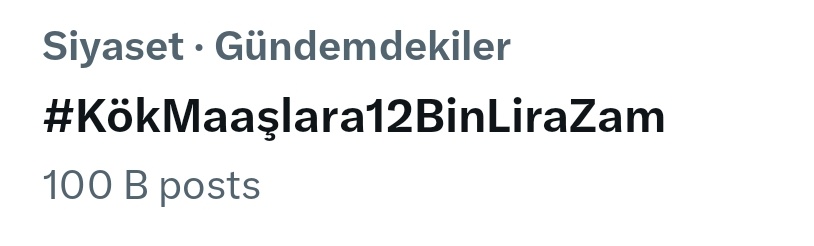 Hay maşallah Türkiye gündemi 1nci sıra🧿💪🚀 Tam 100 bin Tweet devamkee 🧿💪🚀👏 #KökMaaşlara12BinLiraZam #5BinKısmiyiMasadaBırakma #OSandıkEmeklininÖnüneGelecek