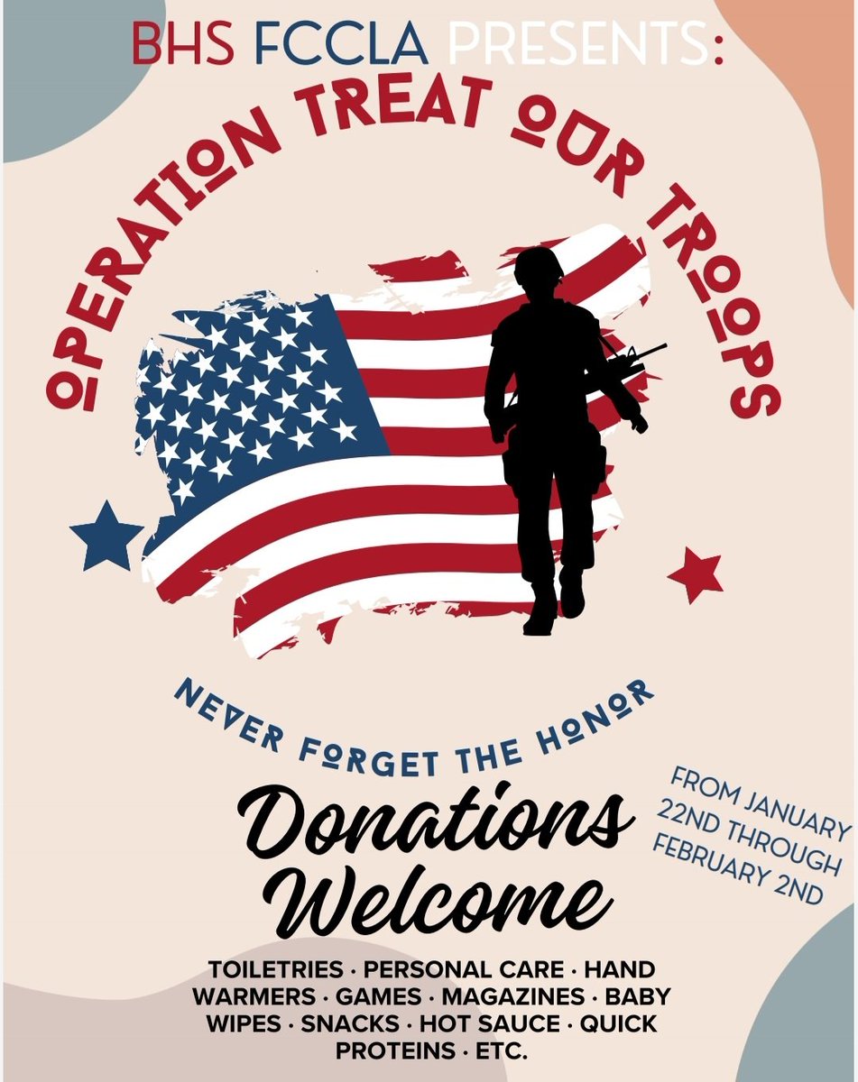 Hey <a href="/boswellhs/">Boswell High School</a> , want to help send a bit of home to overseas troops? We have a member doing this project for her FCCLA Event.  Bring items to Mrs. Taylor W103 or the front office of HCTC. <a href="/BoswellStuco/">Boswell Student Council</a> pls repost.