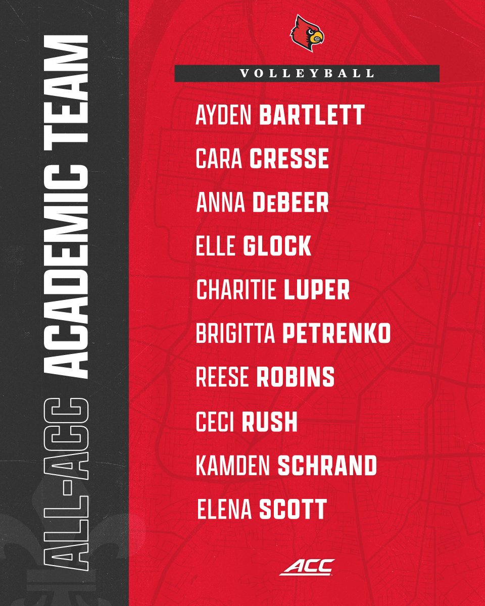 LouisvilleVB's tweet image. Crushing it in the classroom 👏

@anna_debeer was named @theACC Co-Scholar Athlete of the Year ‼️

PLUS, 10 Cardinals were named to the All-ACC Academic Team 

#GoCards