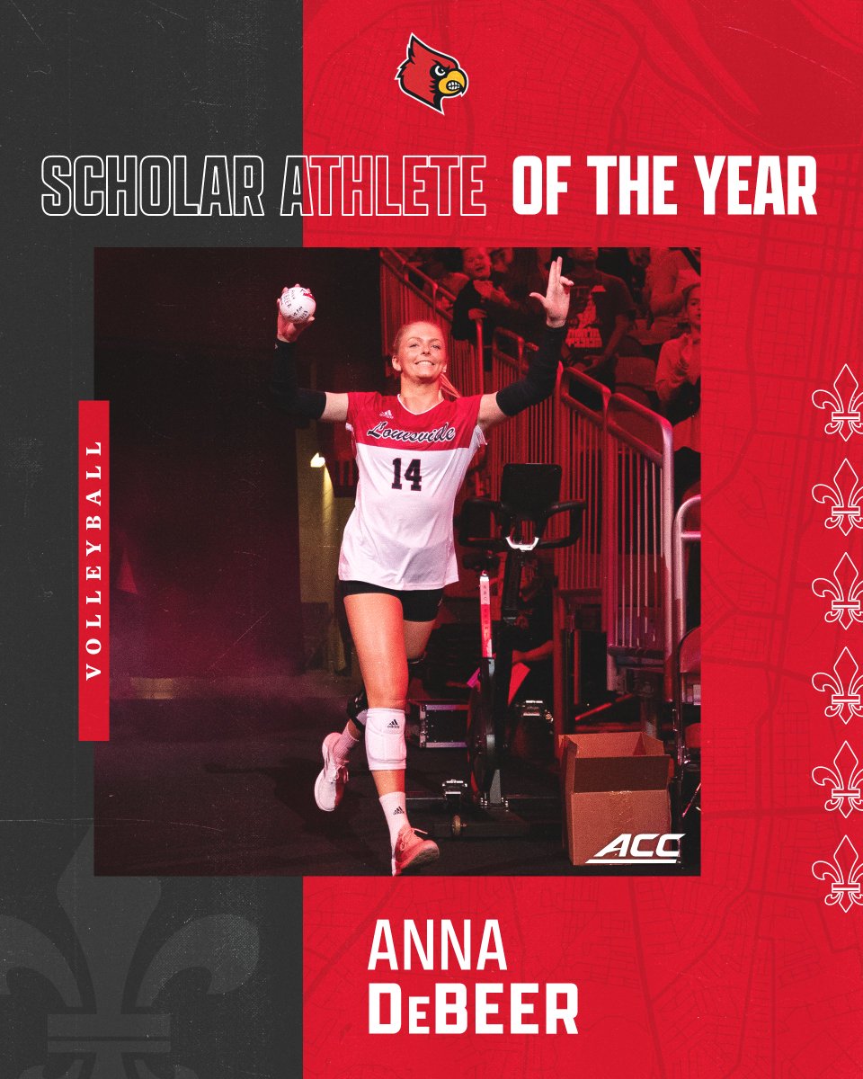 LouisvilleVB's tweet image. Crushing it in the classroom 👏

@anna_debeer was named @theACC Co-Scholar Athlete of the Year ‼️

PLUS, 10 Cardinals were named to the All-ACC Academic Team 

#GoCards