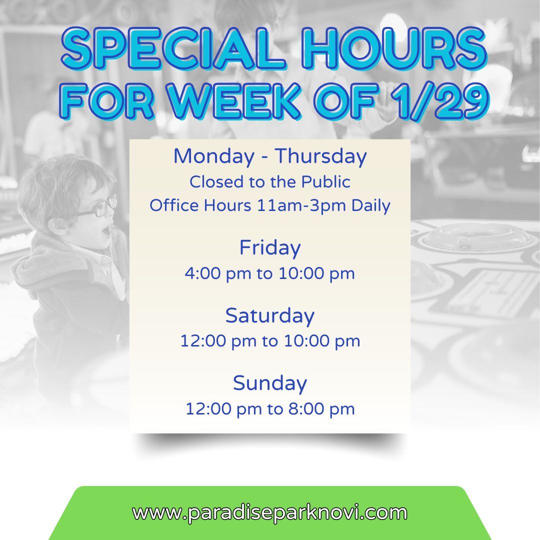 📢 Attention Paradise Park Fans! 📢

🚨 Closure Notice: This Thursday 🚨

Paradise Park will be closed this Thursday for some maintenance and upgrades to make your experience even more thrilling! Don't worry, we'll be back with a bang and ready to welcome you for the weekend fun!