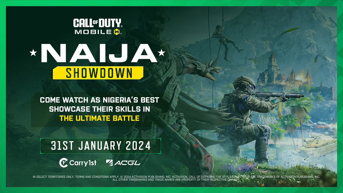 Hello 9ja,

Are you ready for the Showdown? 🇳🇬

Watch the top CODM creators and pro-players in Nigeria go head-to-head in a quest to become the Nigerian Dream Team.

Watch live at 8pm WAT/ 11am PT on tiktok.com/@carry1st 

#CODMNG