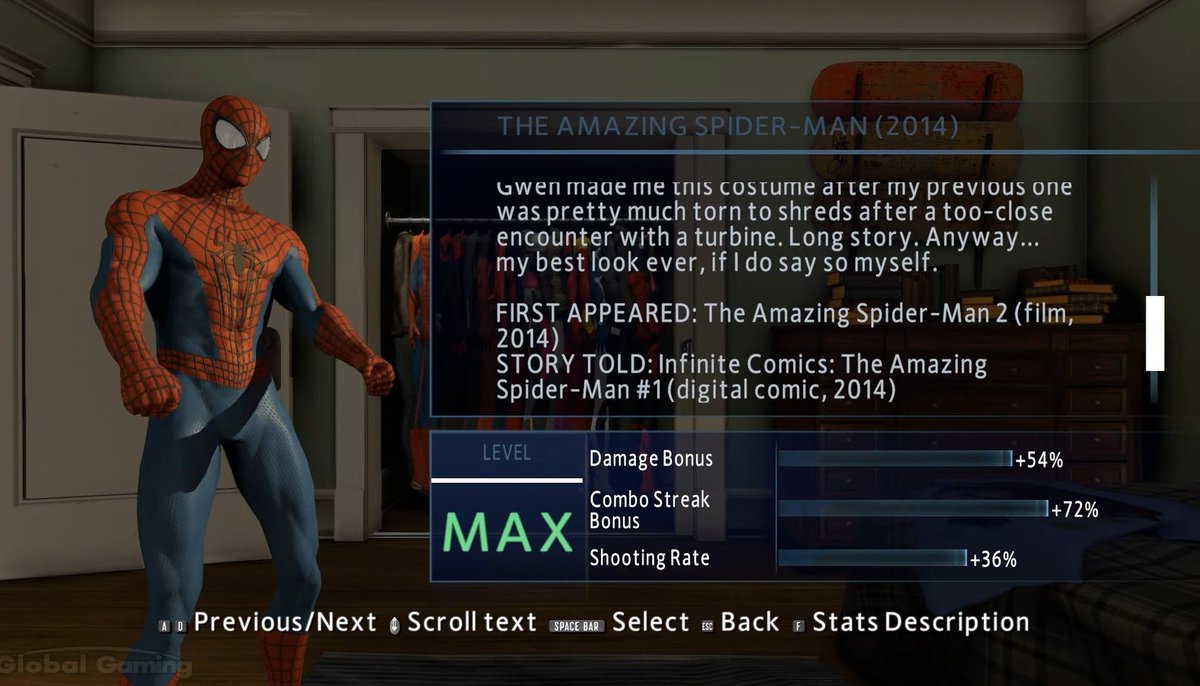 AmazonWebby's tweet image. GothamBats.⠀

Amazing Spider-Man 2: Gwen dies

The Game:  Gwen somewhat left New York and made Peter a suit beforehand.

Me: