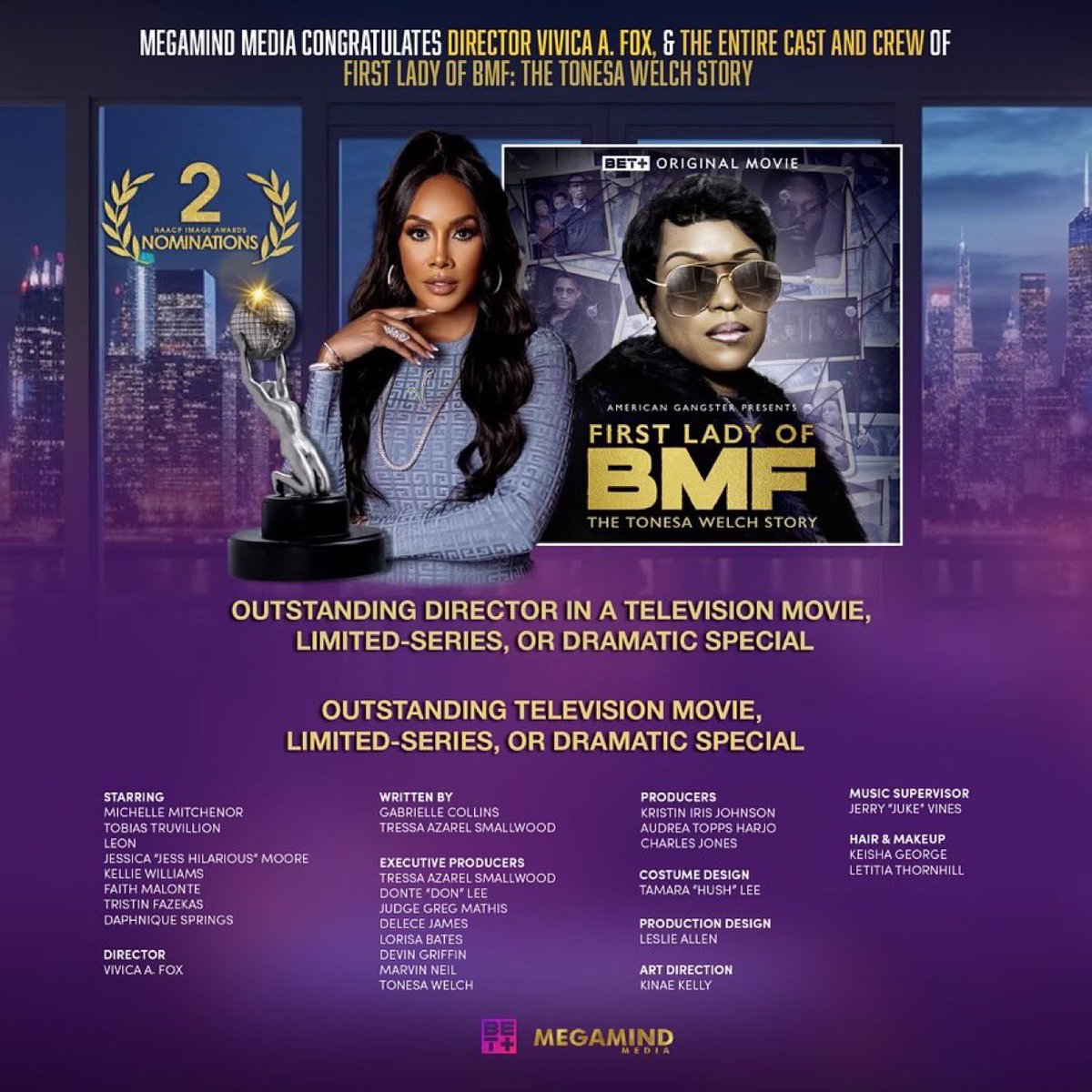 jamietyler_3's tweet photo. Congratulations are in order for Director @msvfox & the entire Cast & Crew for the @naacpimageawards nominations ! ππ½ππ½
www. https://t.co/p368LixZ5M
Have you seen the movie yet on @betplus ?
#naacpimageawards #naacpimageawards
#TheFirstLadyofBMF
#LAMDC #TonessaWelch https://t.co/4HZ5UelEUL