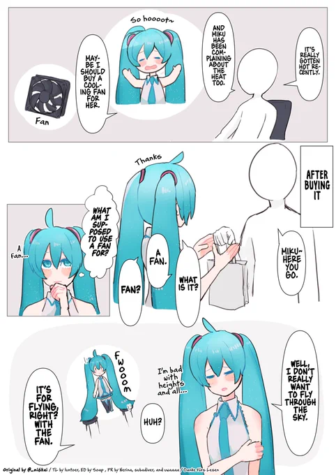 @_mi6kai The Daily Life of Master &amp; Hatsune Miku by @_mi6kai 
Ch. 36: Fan [EnglishTL/英訳!] 