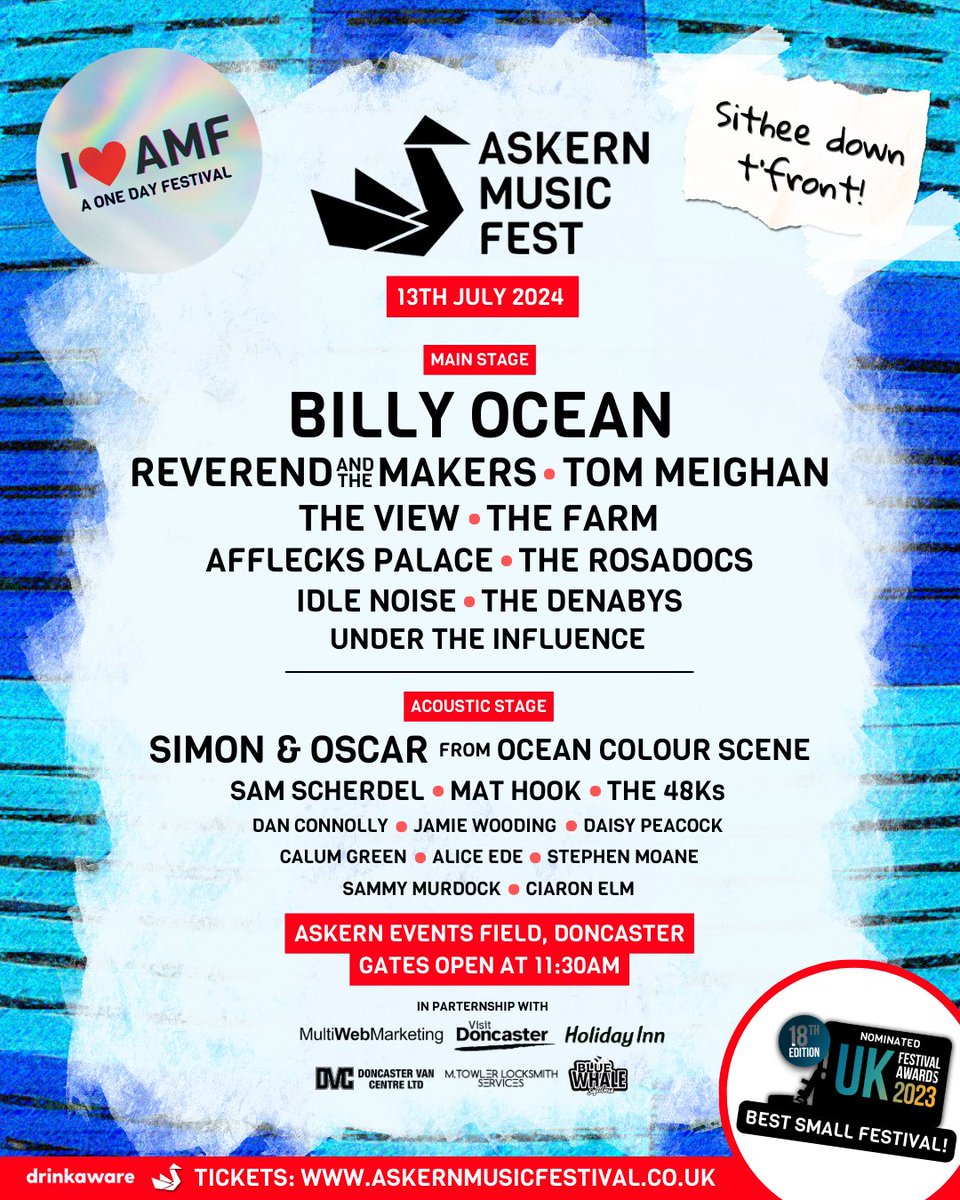 ⚡️YORKSHIRE'S FASTEST GROWING MUSIC FESTIVAL IS BACK 🎸⚡️ The AMF 2024 lineup is MASSIVE 🚀 Demand is high and Tier 1 Tickets are going fast! 🎫 @MrWongo, @Reverend_Makers, @tommeighanHQ, Simon & Oscar from @OCSmusic and so many more! 🔥 #Askern2024