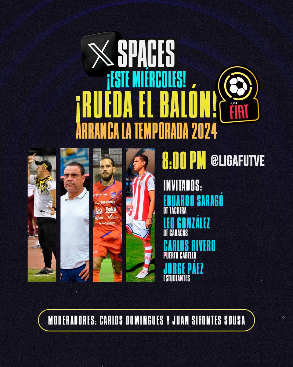 🎤 • ¡Acompáñanos! 

😎 • <a href="/fiat_ve/">FIAT Venezuela</a> te invita esta noche que estaremos conversando sobre el arranque del Torneo Apertura y tenemos cuatro invitados de lujo 

🙌 • ¡Te esperamos!
👉 • Es un espacio para ti

#LigaFUTVEFiat