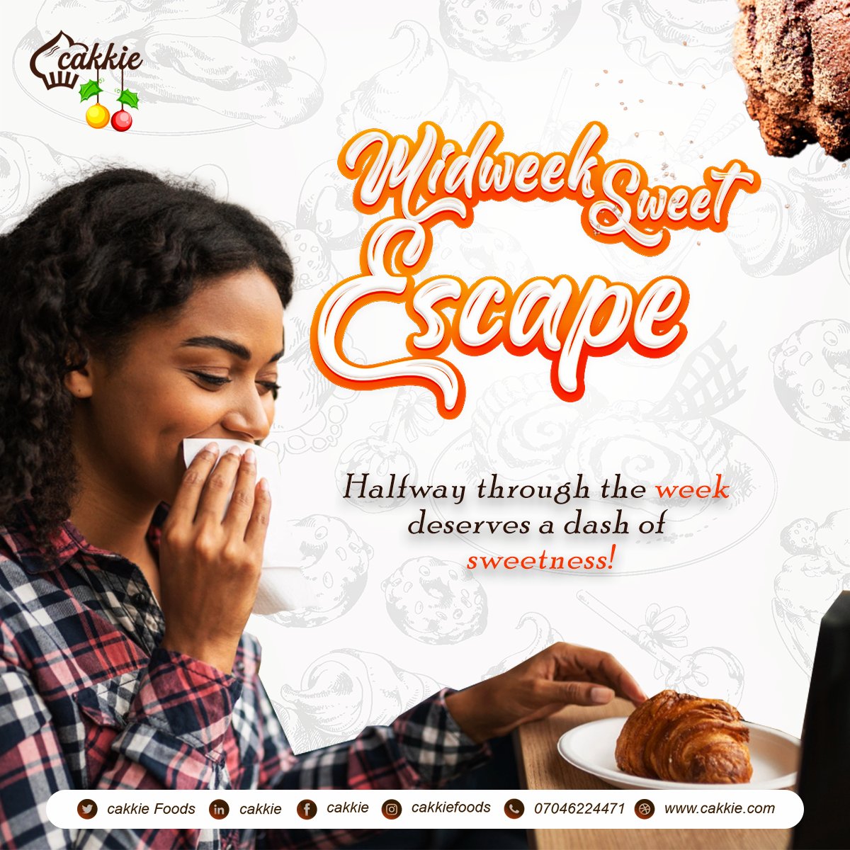CakkieFoods's tweet image. Midweek Sweet Escape ✨🍰

Halfway through the week deserves a dash of sweetness! 

Treat yourself this midweek with a slice of joy and sprinkle a touch of sweetness into your Wednesday routine.

Have a delightful mid-week!
#HappyMidWeek
#WednesdaySweetness  #CakkieEscape
#Cakkie