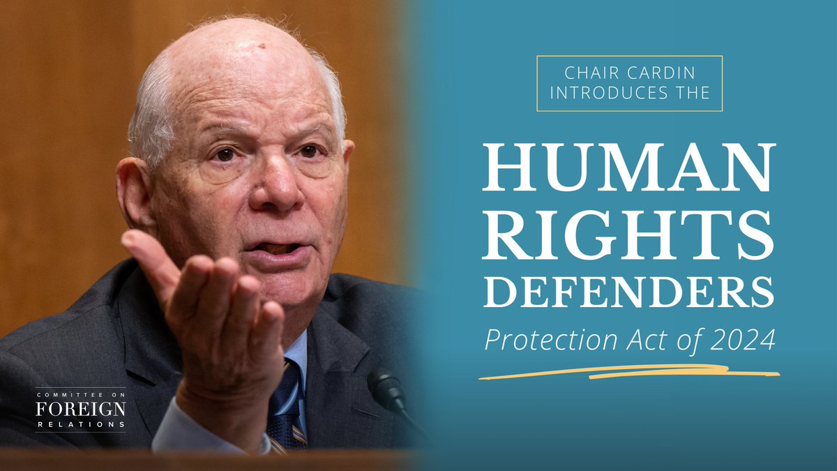 Senate Foreign Relations Committee (@sfrcdems) on Twitter photo Today, Chair <a href="/SenatorCardin/">Senator Ben Cardin</a> introduced the Human Rights Defenders Protection Act. This landmark legislation will enhance the U.S.' ability to protect individuals abroad who are attacked for peacefully defending #HumanRights and #Democracy.
Learn more: foreign.senate.gov/press/dem/rele… Today, Chair <a href="/SenatorCardin/">Senator Ben Cardin</a> introduced the Human Rights Defenders Protection Act. This landmark legislation will enhance the U.S.' ability to protect individuals abroad who are attacked for peacefully defending #HumanRights and #Democracy.
Learn more: foreign.senate.gov/press/dem/rele…