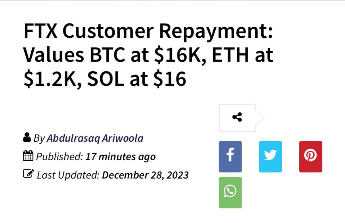 Even when it’s time to make it right FTX has to pull one final scam.

They have been liquidating customer assets at the recent highs, but will pay everyone back at the prices from the absolute bottom!