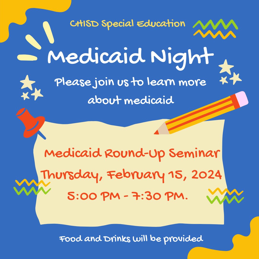 Save the Date! Parents we look forward to meeting with you all to share vital information regarding Medicaid for students with disabilities. Location TBD