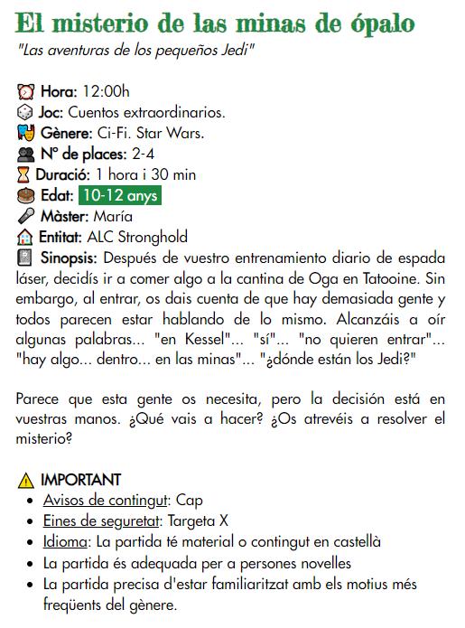 ALC_Stronghold's tweet photo. Partides de #rolinfantil a la #BCNegra24! 2 partides de #CuentosExtraordinarios (@HTPublishers) i #HeroKids, us animeu a puntar a les vostres peques?

Inscripcions: https://t.co/390DGxuzVi

#rol #rolbcn #bcnegra https://t.co/M2FYDaaYlV