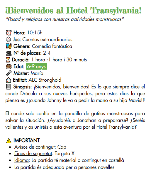 ALC_Stronghold's tweet photo. Partides de #rolinfantil a la #BCNegra24! 2 partides de #CuentosExtraordinarios (@HTPublishers) i #HeroKids, us animeu a puntar a les vostres peques?

Inscripcions: https://t.co/390DGxuzVi

#rol #rolbcn #bcnegra https://t.co/M2FYDaaYlV