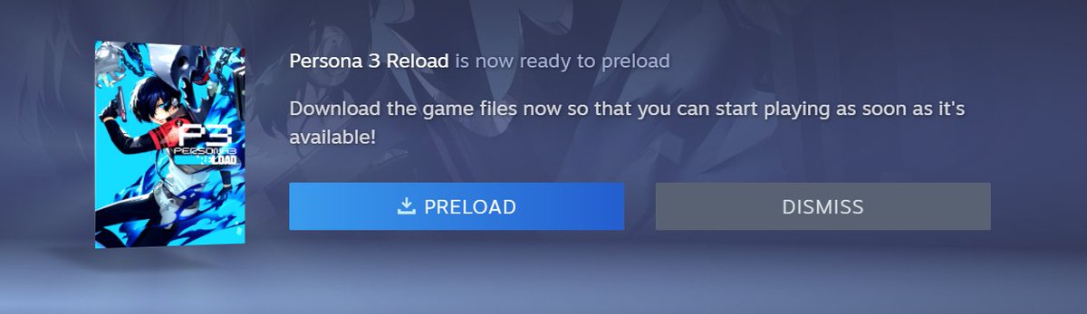For the first time, Atlus has enabled preloading on a Steam release.

Persona 3 Reload can now be preloaded on Steam.
