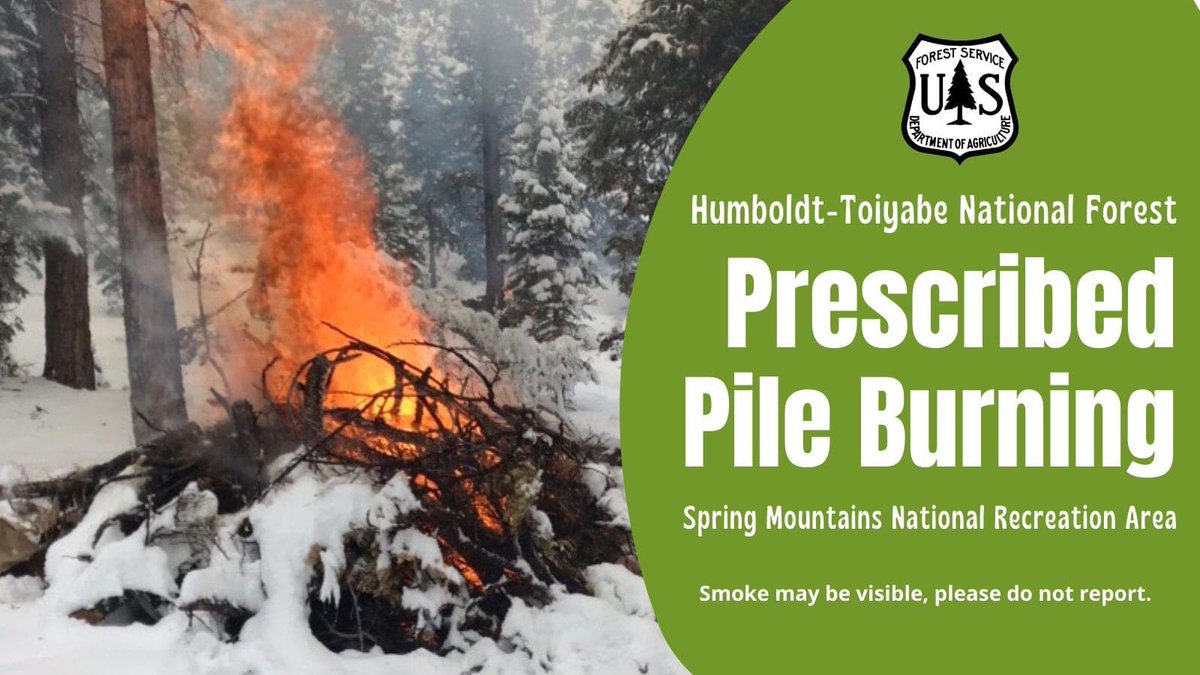 The @HumboldtToiyabe is doing some pile burning in the Cold Creek area to reduce hazard fuels & improve butterfly habitat.
🔥
Please do not call 911. Local fire departments are aware of burning activities.
#prescribedfire #controlledburn #springmountains #coldcreek #mtcharleston
