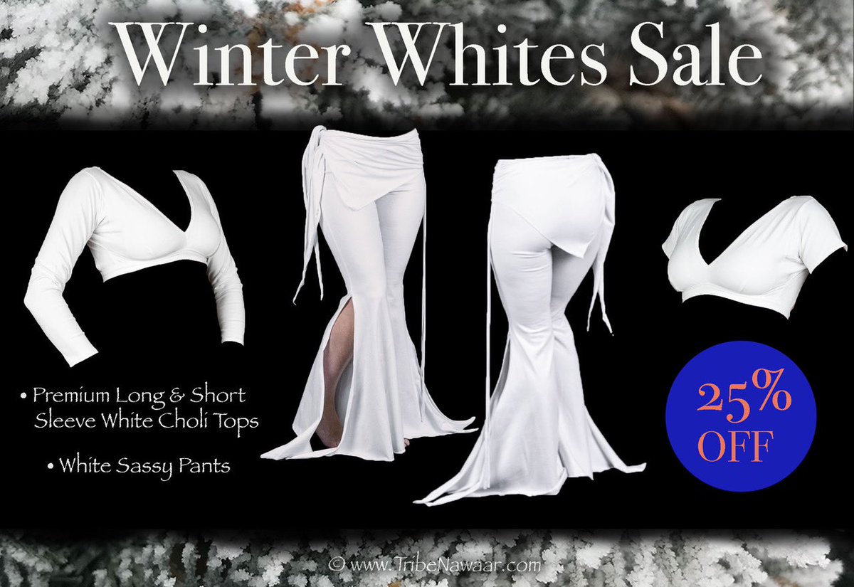 Save 25% off these comfortable costuming basics: tribenawaar.com/winter-whites-…

#bellydance #dancecostumes #bellydancecostumes #fusiondancewear #fcbdcostuming #bellydancecostume #sale #winter #winterdance