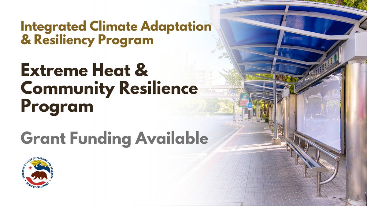 The first round of funding for the Extreme Heat and Community Resilience Program is available! Part of the Integrated Climate Adaptation & Resiliency Program, it will fund planning & implementation projects that build resilience to #extremeheat. 🌡️ 📄: opr.ca.gov/news/2024/01-3…