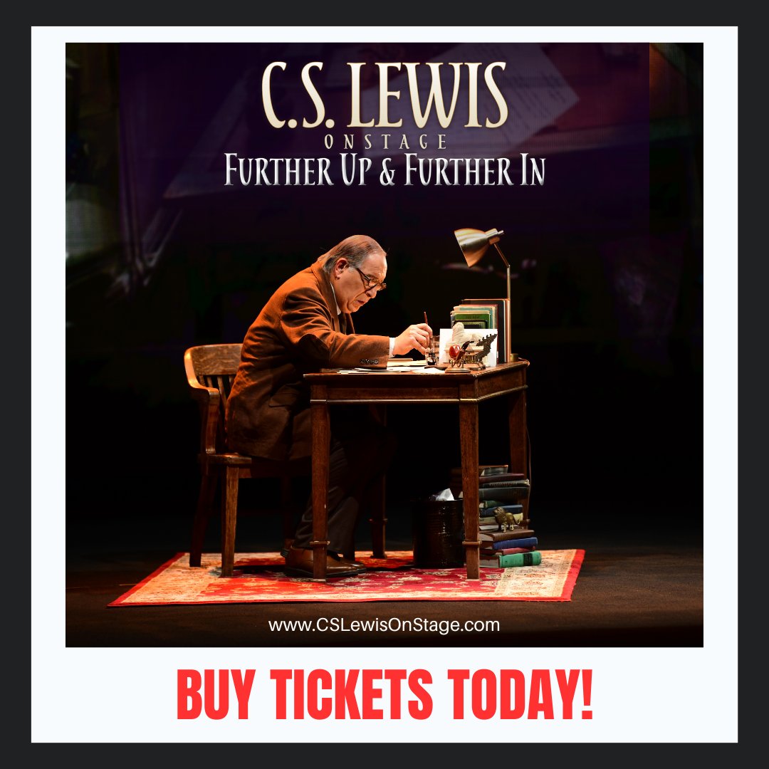 CSLewisOnStage's tweet photo. If you have loved The Chronicles of Narnia, you will love our play about the author's life. Watch C.S. LEWIS ON STAGE: FURTHER UP & FURTHER IN! Buy tickets at https://t.co/Ohd0YZ7yAX. #CSLewis #MaxMcLean #FPATheatre #TheChroniclesofNarnia https://t.co/hL4DyGjCwQ