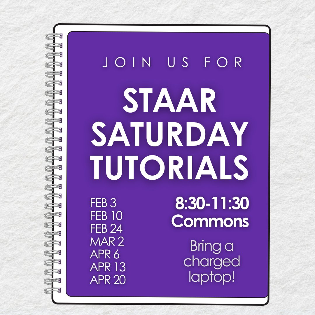 Enhance your weekend with Saturday Tutorials at Northside High School! 🌐 Dive into a world of learning every and level up your academics. 🚀 Join us for a productive and empowering experience! 💜🩶🐾