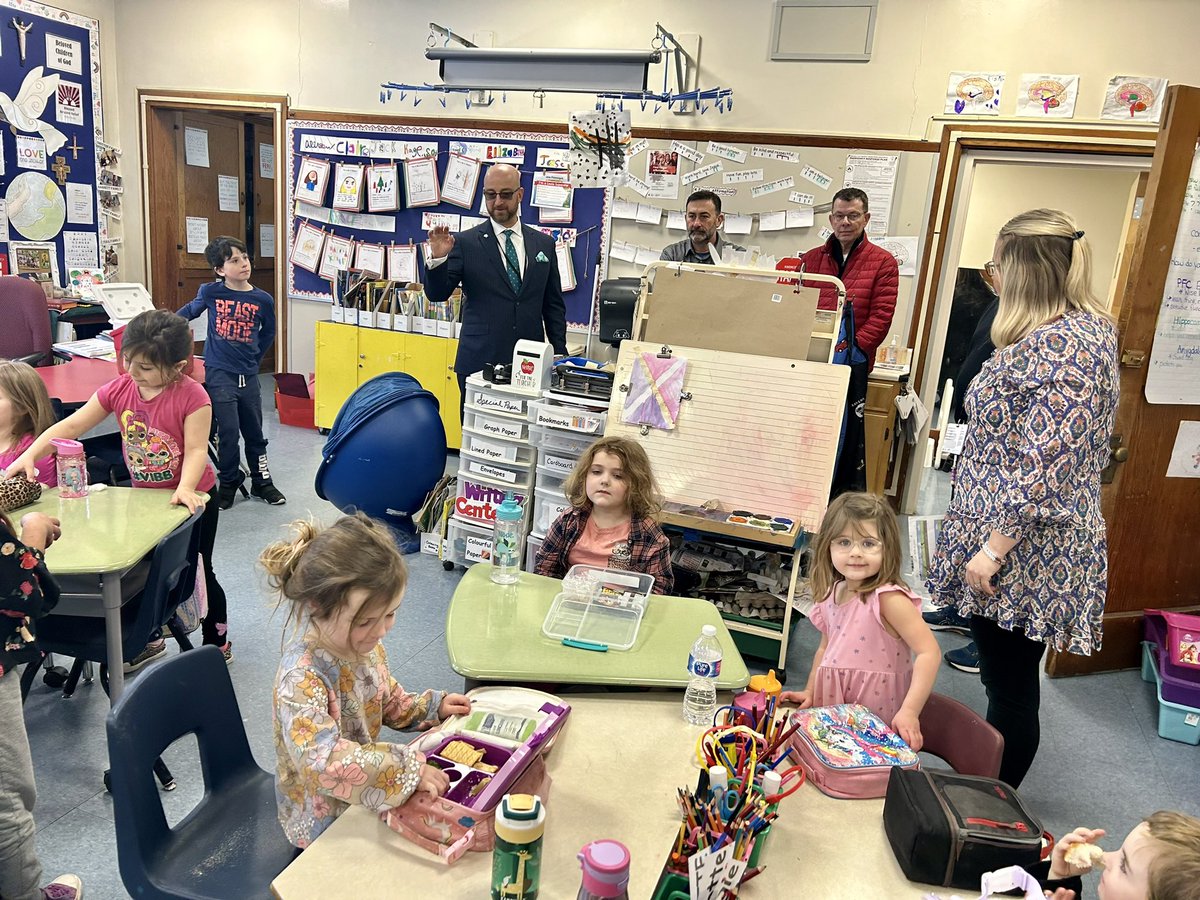 alcdsb's tweet photo. School visits continued this afternoon at @alcbds_stpe where @DavidDeSantis22 and school board trustees were given a school tour led by Principal Dorey. The group engaged with students to learn about all the exciting things they are doing in both inside and outside the classroom. https://t.co/9akAh7Q86F