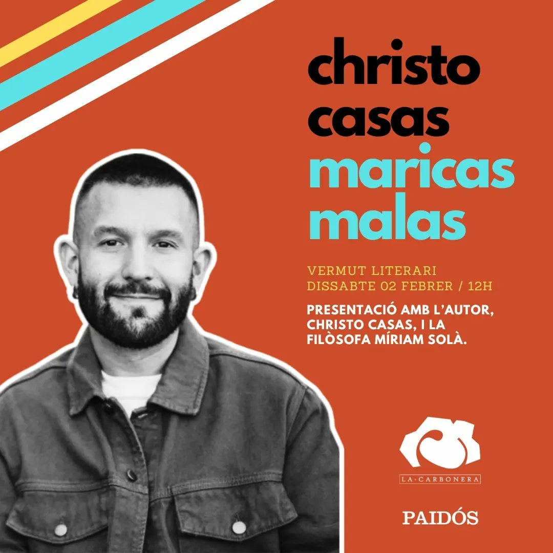 _LaCarbonera's tweet photo. Dissabte arrenquem els vermuts de febrer amb @christocasas!💃 Segurament moltes ja heu llegit #MaricasMalas i no cal convèncer-vos perquè us apropeu a la llibreria. Si encara no ho heu fet, feu-vos el favor i veniu a sentir-lo parlar amb @miriamsola_garcia
https://t.co/BPBnAr6VUF https://t.co/lwiKxm3lcE