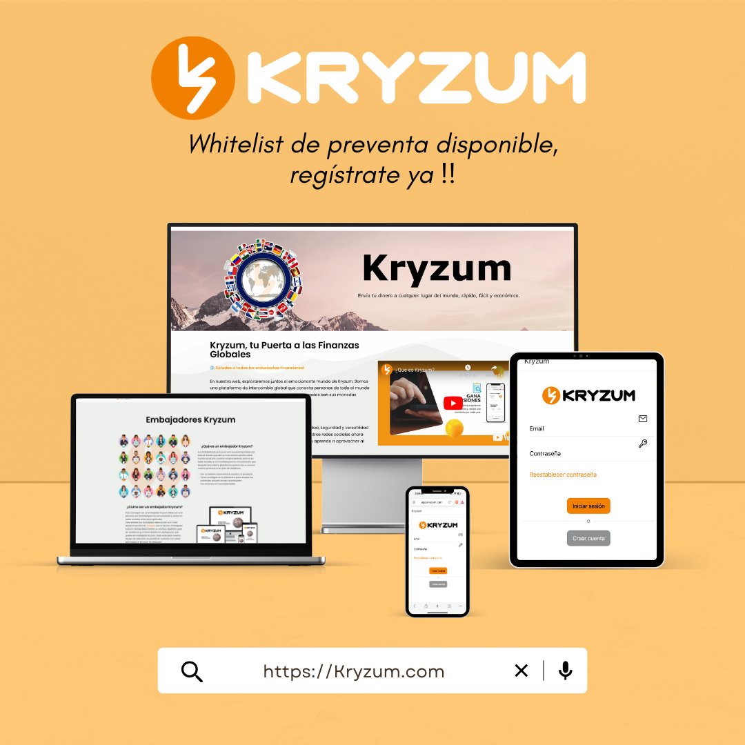 app.kryzum.com/register
Ya puedes registrarte en nuestra plataforma y apuntarte en la whitelist para beneficiarte de hasta un 20% de descuento. $KRY #Kryzumlanzamiento #WhitelistOpen #CryptoOpportunity #Finanzas #divisas #inversion  #oferta #CryptoInvesting #KryzumWhitelist