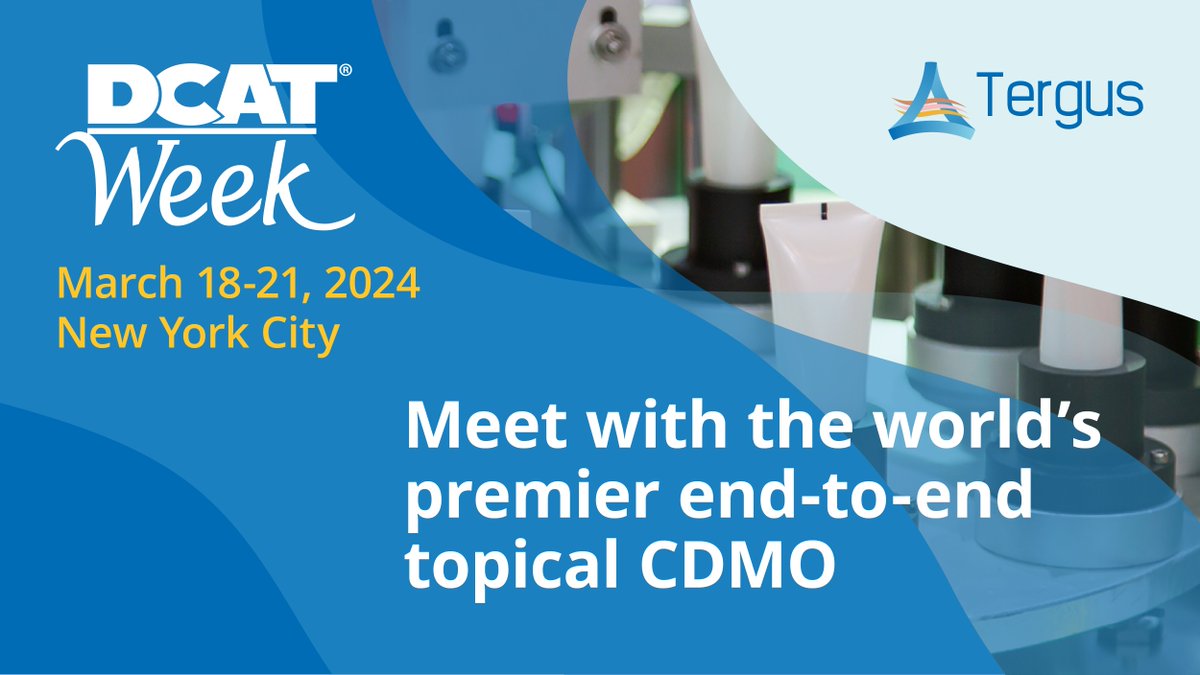 DCAT Week is less than 2 months away, and it’s not too early to schedule a meeting to learn how Tergus can support your topical development and manufacturing program. hubs.la/Q02jmVCs0
#DCATWeek2024 #TopicalCDMO #TopicalDrugDevelopment #TopicalManufacturing