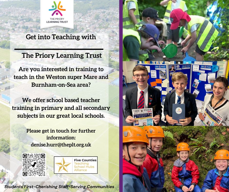 Great opportunity to train to teach in our local area.  Please get in touch for more information or to arrange a visit <a href="/_TPLT_/">The Priory Learning Trust</a>