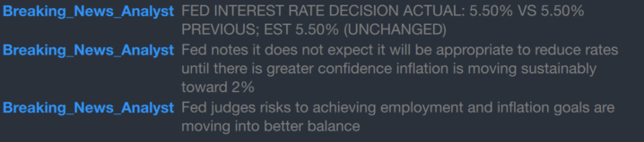 StocksToTrade's tweet photo. 🚨BREAKING NEWS!🚨 
The $FOMC results are in 👀— Fed leaves rates UNCHANGED!

Thanks to the Breaking News Chat for staying on top of this important news! 💥

Now let's see how the market reacts to the news and Fed Chairman Powell's comments in his upcoming speech...

Follow along with the news story in chat👇
https://t.co/R1uFikPv3K

#BREAKINGNEWS #FOMC #interestrates