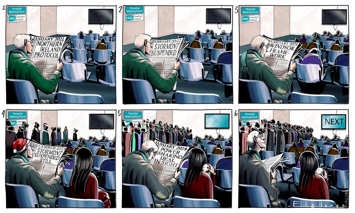 Cartoon4sale's tweet image. Ella Baron on the deal to restore #PowerSharing in #NorthernIreland #NIreland #IrishSeaBorder #Brexit #Stormont #DUP - political cartoon gallery in London original-political-cartoon.com