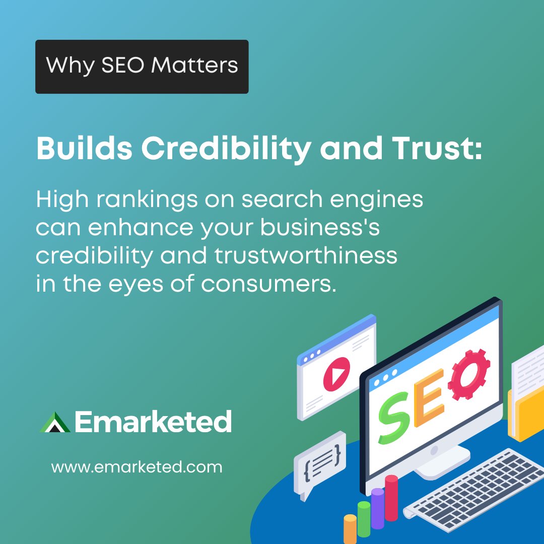 Elevate your business's credibility and trustworthiness with high rankings on search engines. Learn why SEO matters and position your brand for success in the digital landscape. 

#SEOInsights #DigitalMarketing