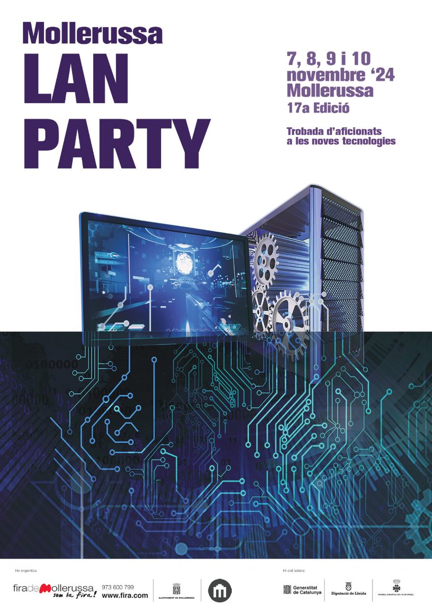 [cat] Dates Mollerussa Lan Party 2024: 7, 8, 9 i 10 de novembre del 2024.
[es] Fechas Mollerussa Lan Party 2024: 7, 8, 9 y 10 de noviembre del 2024.

#mollerussalanparty