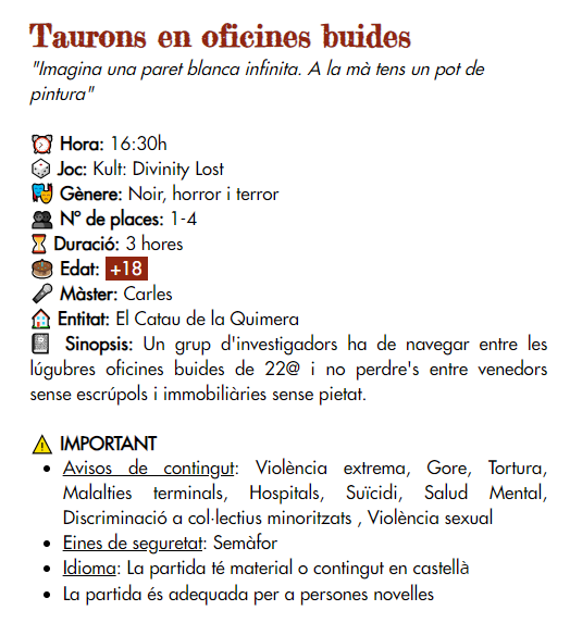 ALC_Stronghold's tweet image. Partides de la #BCNegra24 per la tarda!
#KultDivinityLost  (@Nosolorol) i #XD6, us animeu a jugar?
La partida de #XD6 és 100% accessible a #discapacitatvisual

Inscripcions: forms.gle/L9X78cptCedYGU…