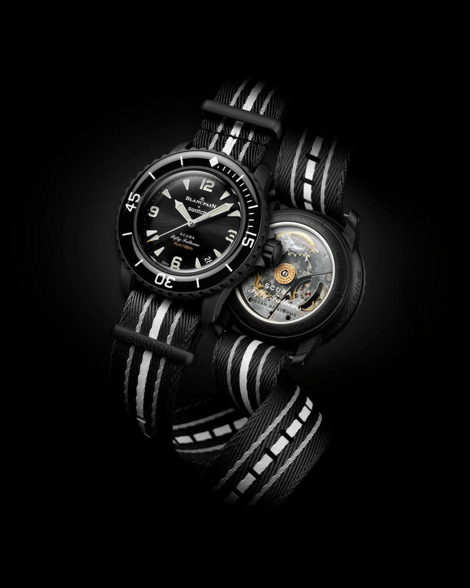 TheBlakeMen's tweet photo. BLANCPAIN ET SWATCH LANCENT UN MODELE EXCLUSIF BIOCERAMIC SCUBA FIFTY FATHOMS OCEAN OF STORMS  https://t.co/xpxDaewucm https://t.co/QwMUFzroxy