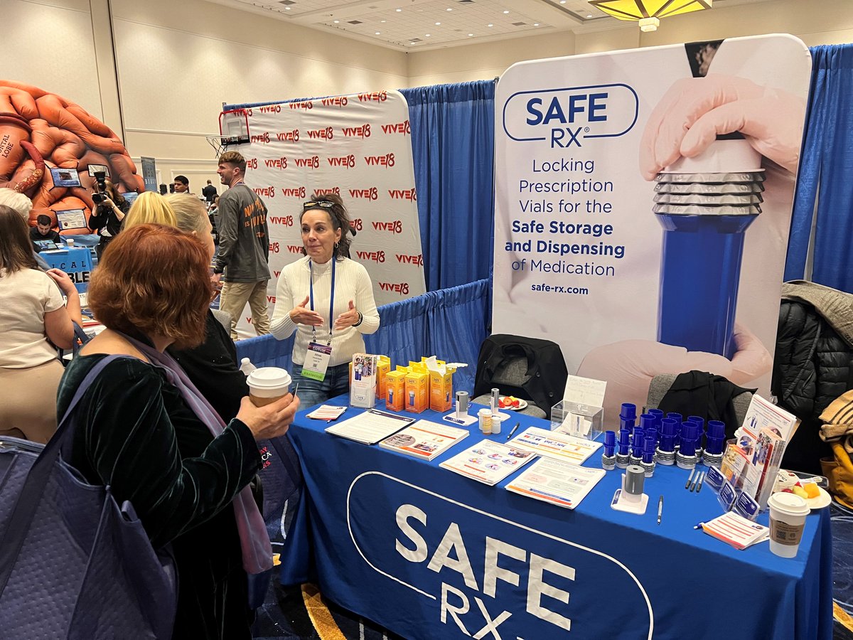 Safe_Rx's tweet photo. The team is having a great time at CADCA this week😊 If you are at the conference, come stop by booth #223 to learn more about how Locking Prescription Vials (LPVs®) can fit into your prevention and treatment programs. We are giving away a free sample LPV!
#CADCA #SafeRx #LPV https://t.co/KYoa7SbuT9