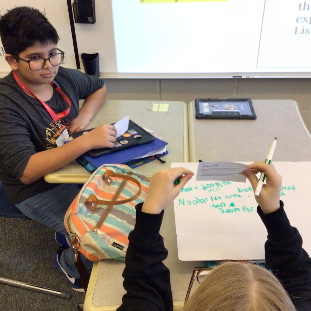Mr_C_MSN's tweet photo. 6th graders are discussing equations with an info gap activity. #MSNLearns @LZdistrict95 https://t.co/tQsflQHW4z
