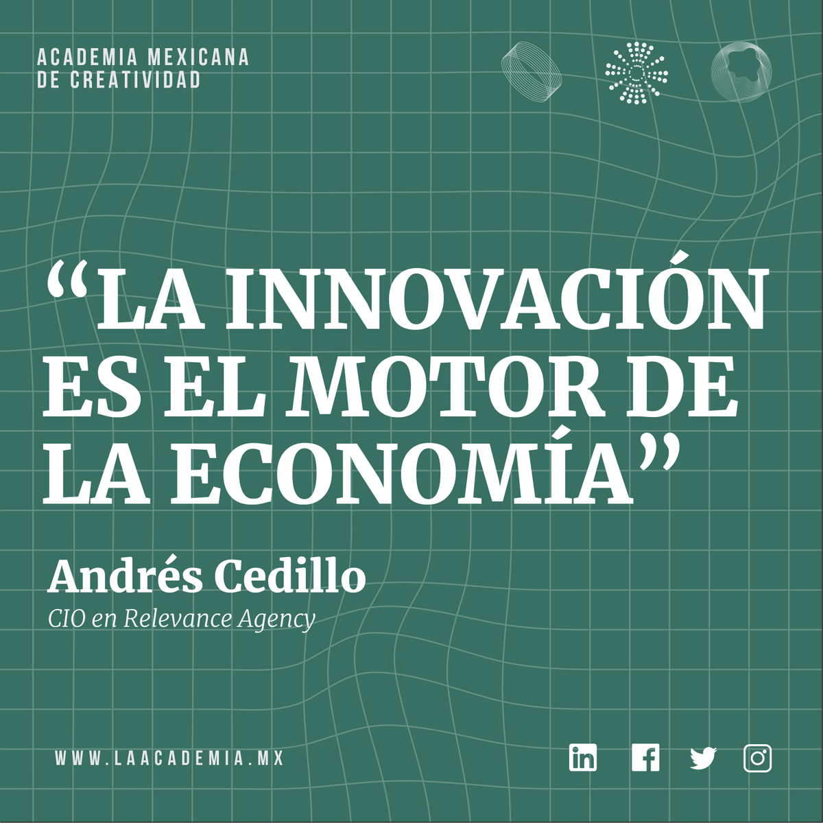 Atrévete a marcar el camino, atrévete a mover al mundo. 🚀

Iniciamos este 14 de febrero el taller online de #Innovación, impartido por <a href="/andrescedillo/">Andrés Cedillo</a>, Chief Innovation Officer en Relevance Agency. 

📲 INSCRIPCIONES ABIERTAS.
laacademia.mx/workshop/innov…